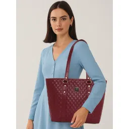 Esbeda Maroon Quilted Large Tote-picture-45