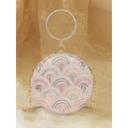 Esbeda Rose Gold Aurora Embroidered Small Round Clutch-picture-27