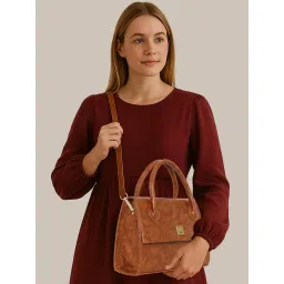 ESBEDA Tan Colour Croco Texture Handbag with Detachable Strap (M)-picture-32