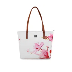 ESBEDA White Floral Printed PU Structured Shoulder Bag-picture-37