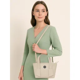 ESBEDA Women Solid Beige Classic Handbag with Detachable Strap (S)-picture-17