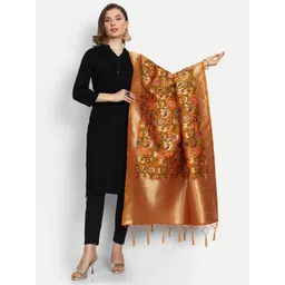 ESCORA Ethnic Motifs Woven Design Silk Dupatta-picture-14