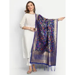 ESCORA Ethnic Motifs Woven Design Silk Dupatta-picture-16