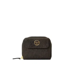 Eske Dark Brown Textured Zip Around Wallet for Women-picture-19