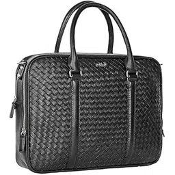 eske Decker Woven Leather Laptop Briefcase for Men | Fits 15.6-Inch Laptop | Genuine Braided Leather | Dual Compartments, Front & Rear Zip Pockets, Trolley Strap-picture-36
