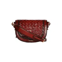 Eske Maroon Decker Woven Small Leather Shoulder Bag-picture-19