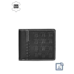 Eske Men Black Textured Two Fold Leather Wallet-picture-22