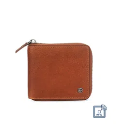 Eske Men Brown Solid Zip Around Leather Wallet-picture-20