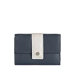 Eske Navy & White Casual Leather Tri-Fold Wallet for Women-picture-33