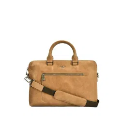 Eske Rohoda Beige Leather Medium Laptop Messenger Bag-picture-31