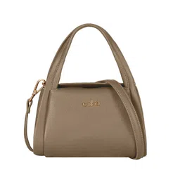 eske Women Beige Solid Dual Handle Adjustable Strap Small Leather Shoulder Bag-picture-18