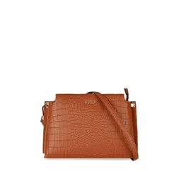 eske Women Tan Printed Crescent Shape Chain Strap Compact Leather Shoulder Bag-picture-10