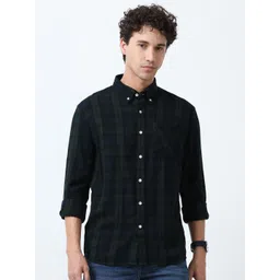 Espanshe Men Checked Button-Down Collar Pure Cotton Casual Shirt-picture-36