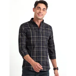 Espanshe Men Tartan Checked Button-Down Collar Pure Cotton Casual Shirt-picture-31