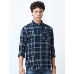 Espanshe Men Tartan Checked Button-Down Collar Pure Cotton Casual Shirt-picture-29