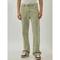 Espanshe Retro Men Cotton Mid-Rise Flared Jeans-picture-12
