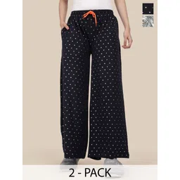Esplendido Women Pack Of 2 Printed Cotton Mid-Rise Lounge Pants-picture-31