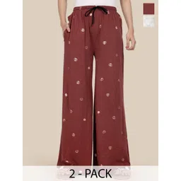 Esplendido Women Pack Of 2 Printed Cotton Mid-Rise Lounge Pants-picture-28