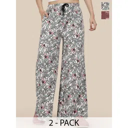 Esplendido Women Pack Of 2 Printed Cotton Mid-Rise Lounge Pants-picture-32