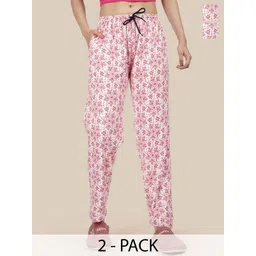 Esplendido Women Pack Of 2 Printed Pure Cotton Mid-Rise Lounge Pants-picture-11