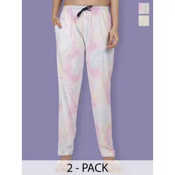 Esplendido Women Pack Of 2 Printed Pure Cotton Mid-Rise Lounge Pants-picture-14