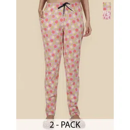 Esplendido Women Pack Of 2 Printed Pure Cotton Mid-Rise Lounge Pants-picture-21