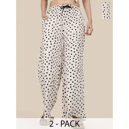 Esplendido Women Pack Of 2 Printed Pure Cotton Wide Leg Lounge Pants-picture-23