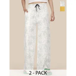 Esplendido Women Pack Of 2 Printed Pure Cotton Wide Leg Lounge Pants-picture-25