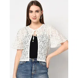 Espresso Women Off-White Self Design Tie-Up Shrug-picture-36