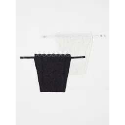 Espresso Women Pack of 2 Black & Off White Lace Cami Slip Cleavage Insert Cover Bra-picture-34