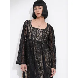 ESPYR By Tokyo Talkies Women Flared Sleeves Applique Lace Fit & Flare Mini Dress-picture-22