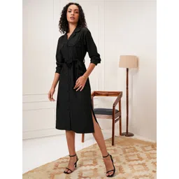 ESPYR By Tokyo Talkies Women Solid  Shirt Midi Dress-picture-25