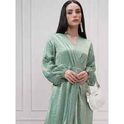 ESPYR By Tokyo Talkies Women V-Neck Puff Sleeves Maxi Wrap Dress-picture-24