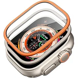 ESR 2 Pack Armorite Screen Protector for Apple Watch Ultra 3/2/1 (2025/2024/2023/2022,49 mm), Military Grade Protection, Tempered Glass Film with Aluminum Alloy Frame, Anti-Scratch, Titanium & Orange-picture-11