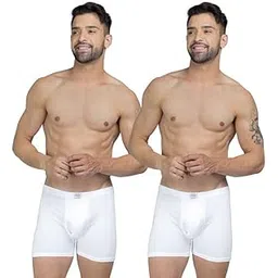 essa Men's Trunks | White | 100% Cotton, Hosiery | High Waist | Regular Fit | Inner Elastic Waistband | Breathable Underwear, Innerwear | Solid (Combo Pack of 2)-picture-18