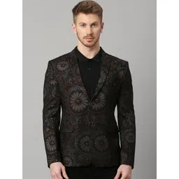ESSAS club Ethnic Motifs Printed Slim-Fit Single-Breasted Blazer-picture-34