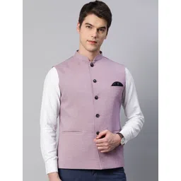 ESSAS club Men Lavender Solid Mandarin Collar Nehru Jacket-picture-39