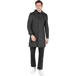 essentiele Men's Navy Blue Trench Coat Slim Fit Notch Lapel Single Breasted Top Coat Winter Warm Woolen Tweed Business Long Jacket Overcoat-picture-34