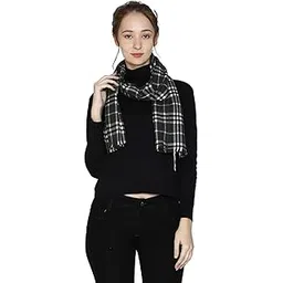 essentiele WOMEN MEN UNISEX GREY & WHITE SCOTTISH CHECK WOOL FEEL WINTER MUFFLER-picture-10