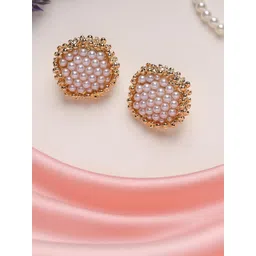 Estailo fashion Copper-Plated Pearls Studded Square Shaped Studs-picture-19