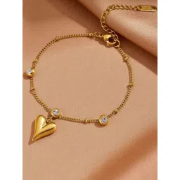 Estailo fashion Gold-Plated Artificial Stones Studded Charm Bracelet-image-27