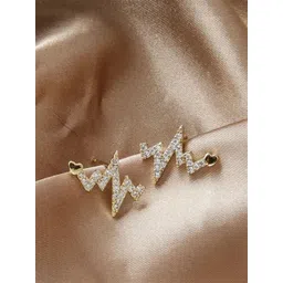Estailo fashion Gold-Plated Artificial Stones Studded Contemporary Shaped Studs-picture-27