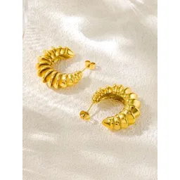 Estailo fashion Gold-Plated Contemporary Shaped Half Hoop Earrings-picture-30