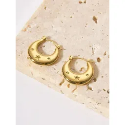 Estailo fashion Gold Plated Crescent Shaped Hoop Earrings-picture-39