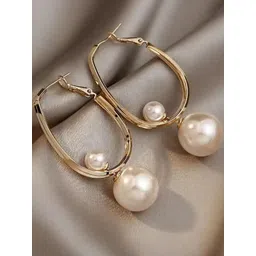 Estailo fashion Gold-Plated Pearls Beaded Spherical Hoop Earrings-picture-31