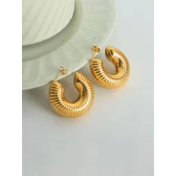 Estailo fashion Gold Plated Semi Circular Shaped Half Hoop Earrings-picture-22