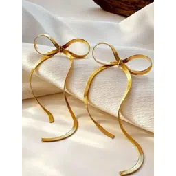 Estailo fashion Gold-Plated Stainless Steel Quirky Bow Drop Earrings-picture-34