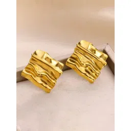 Estailo fashion Luna Luxe Stainless Steel Gold-Plated Square Studs-picture-26