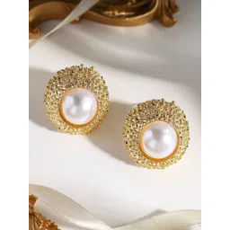 Estailo fashion Pearls Studded Circular Shaped Studs-picture-16