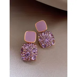 Estailo fashion Rhinestones Studded Square Shaped Drop Earrings-picture-37
